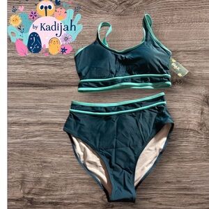 NWT BMJL Teal and Green Bikini Set